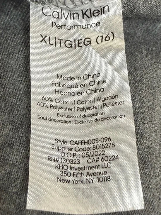 Calvin Klein Performance Gray Hooded Sweatshirt Dress CK Logo Girl XL/16 Pockets - Picture 12 of 16